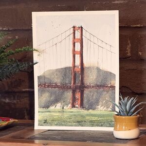 Original Watercolor Painting Golden Gate Bridge 10.5 x 14.5